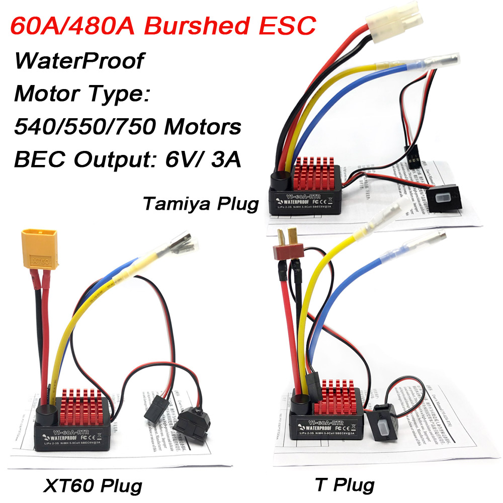 Esc Waterproof 60A - Waterproof 1060 RTR 60A Brushed Electronic