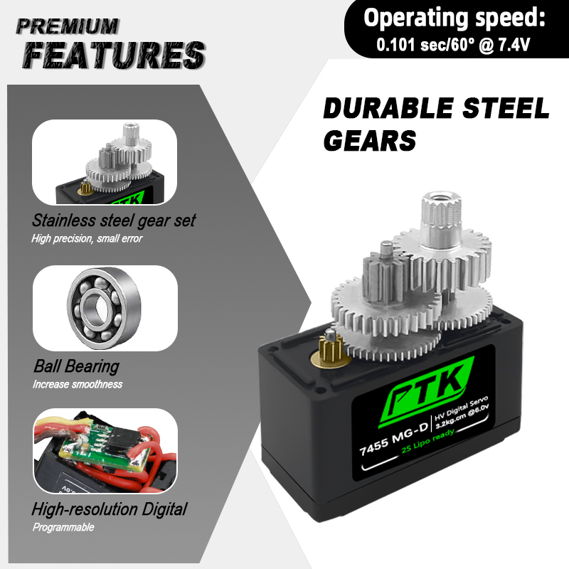 PTK 7455MG-D servo 12g Digital - đánh giá và giá Rc Hobby Products