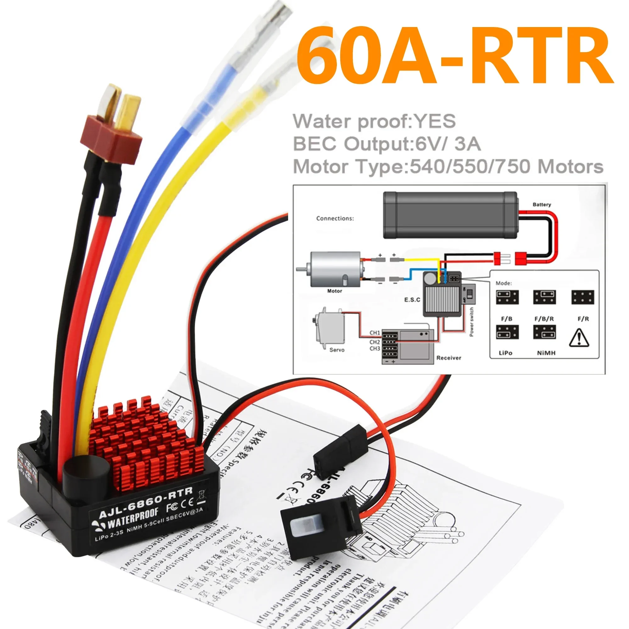 60A Waterproof Brushed ESC RTR - đánh giá và giá Esc Waterproof 60A
