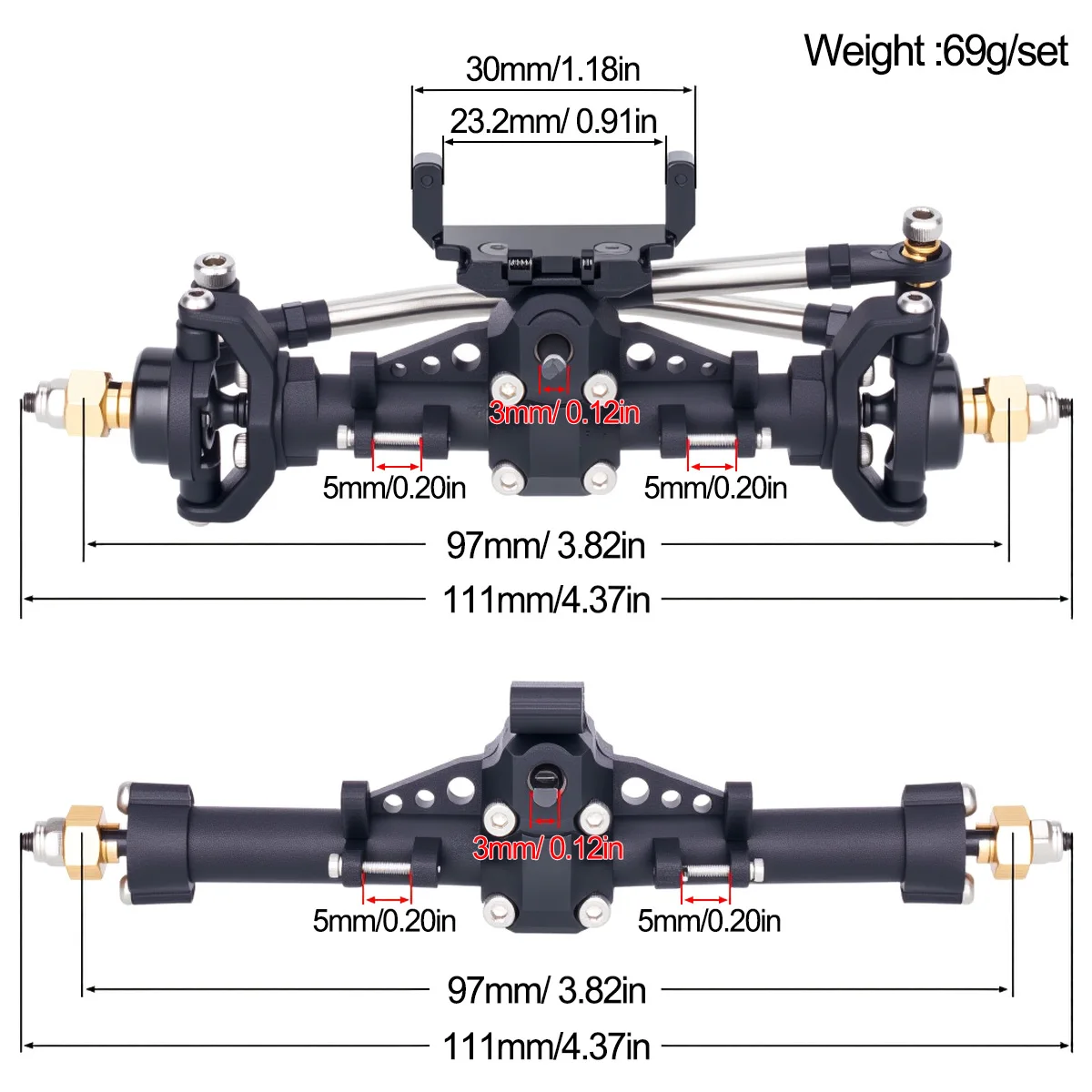 Plastic SCX24 Front Rear Axle  - đánh giá và giá Rc Hobby Products